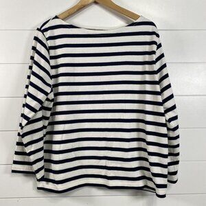 J Crew Sweater Womens XL Navy White Striped Classic Fit Long Sleeve Pullover Top